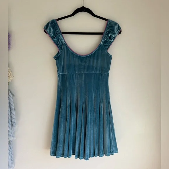 Free People Blue Velvet Rose Marie Mini Dress XS - Picture 11 of 11